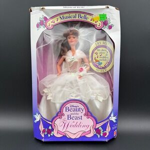 Disney Beauty and the Beast Musical Belle Wedding Doll 1998 Mattel 10909 Box Dmg